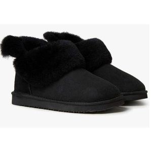 Dearfoams Women's Fireside Shearling Water Resistant Indoor/Outdoor Foldover Boo
